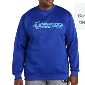 NWT Champion Men’s LARGE Crewneck Sweatshirt Blue Logo Graffiti Blokecore street